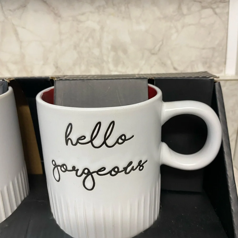 Hello Handsome and Gorgeous Mug Set - White and Black - Picture 3 of 5